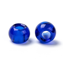 Royal Blue Glass European Beads, Large Hole Beads, Rondelle, Royal Blue, 15x10mm, Hole: 5~6.4mm