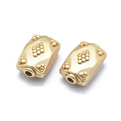 Golden Brass Beads, Long-Lasting Plated, Rectangle, Golden, 13.5x8.5x6.5mm, Hole: 1.6mm