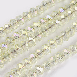 Beige Perles en verre electroplate, arc-en-ciel plaqué, facette, rondelle, beige, 3x2mm, Trou: 1mm, Environ 160~165 pcs/chapelet, 15.35 pouces ~ 15.75 pouces (39~40 cm)