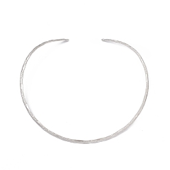 Stainless Steel Color 304 Stainless Steel Textured Wire Necklace Making, Rigid Necklaces, Minimalist Choker, Cuff Collar, Stainless Steel Color, 0.4cm, Inner Diameter: 5-3/8 inch(13.78cm)