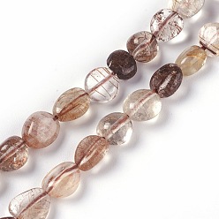 Quartz Rutilated Naturelles quartz rutile brins de perles, pierre tombée, nuggets, 5~12x5~8mm, Trou: 1mm, Environ 47 pcs/chapelet, 15.7 pouce (40 cm)
