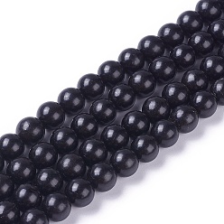 Carbón cuarzo Perlas de cuarzo natural, carbón hebras, rondo, 8 mm, agujero: 0.8 mm, sobre 49 unidades / cadena, 15.7 pulgada (40 cm)