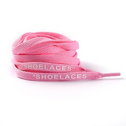Pink Cordón plano de poliéster personalizado, Cordón de zapatilla de deporte plana con palabra, para niños y adultos, rosa, 1200x9x1.5 mm, 2 unidades / par
