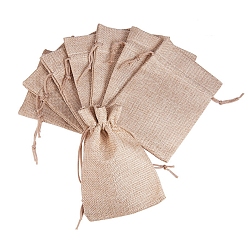 Светло-коричневый Pandahall элитные мешочки для упаковки мешковины сумки на шнурке, загар, 13.5x9.5 см