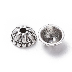 Antique Silver Tibetan Style Alloy Caps, Cadmium Free & Lead Free, Antique Silver, 8x4mm, Hole: 1.5mm