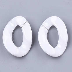 White Opaque Acrylic Linking Rings, Quick Link Connectors, for Curb Chains Making, Twist, White, 30x21x6mm, Inner Diameter: 16x8mm