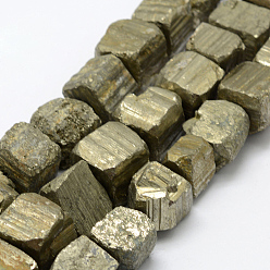 Pyrite Chapelets de perles pyrite naturelles , nuggets, 10~24x10~24mm, Trou: 1mm, Environ 26~27 pcs/chapelet, 14.9 pouce (38 cm)