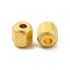 Oro Acumular cuentas de latón chapado, larga duración plateado, hexágono, dorado, 4.5x4x4.5 mm, agujero: 1.5 mm