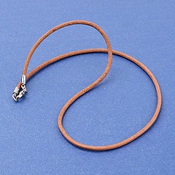 Peru Leather Cord Necklace Making, with Brass Lobster Clasps, Peru, 18.1 inch, 3mm