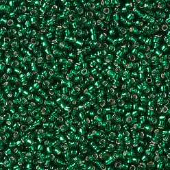 (36) Silver Lined Green Emerald Круглые бусины toho, японский бисер, (36) посеребренный зеленый изумруд, 15/0, 1.5 мм, отверстие : 0.7 мм, Около 15000 шт / 50 г