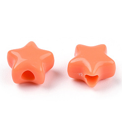 Coral Opaque Acrylic Beads, Star, Coral, 9x9.5x5.5mm, Hole: 2.5mm, about 2050pcs/500g