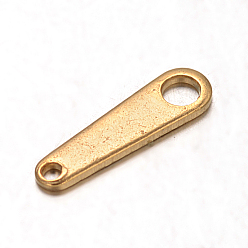 Golden Ion Plating(IP) 304 Stainless Steel Chain Tabs, Chain Extender Connectors, Golden, 10x3X0.5mm, Hole: 1~2mm