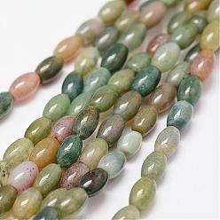 Agate Indienne Naturelles agate indienne brins de perles, riz, 6~7x4mm, Trou: 0.8mm, 60 pcs / chapelet, 15.7 pouce