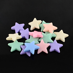 Mixed Color Star Solid Color Opaque Acrylic Beads, Mixed Color, 22x22x5mm, Hole: 2mm, about 470pcs/500g