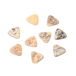 Wheat 2-Hole Natural Akoya Shell Buttons, Mother of Pearl Shell, Triangle, Wheat, 10.5x10x1mm, Hole: 1.6mm