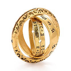 Antique Golden Astronomical Sphere Ball Alloy Foldable Finger Ring, Cosmic Rotatable Ring for Calming Worry Meditation, Antique Golden, US Size 7 1/4(17.5mm)
