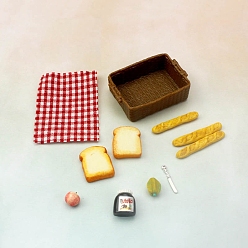 Mixed Color Dollhouse Toy Model Miniature Food Play Mini Bread Basket, Mixed Color, 46x35x15mm