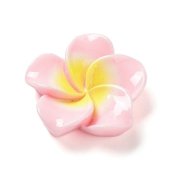 Pink Opaque Resin Cabochons, Plumeria Flower, Pink, 20x20.5x6.5mm
