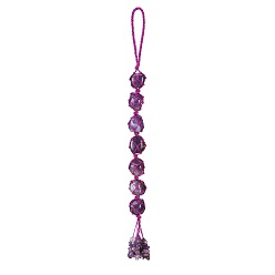 Amethyst Handmade Natural Amethyst Hanging Ornament, for Car Rear View Mirror Decoration, 350mm