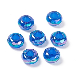 Blue Opaque Acrylic Beads, AB Color, Faceted, Rondelle, Blue, 13x7.2mm, Hole: 5.8mm