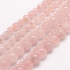 Cuarzo Rosa Natural aumentó de perlas de cuarzo hebras, rondo, 8~8.5 mm, agujero: 1 mm, sobre 48 unidades / cadena, 15.75 pulgada (40 cm)