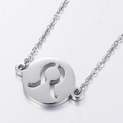 Taurus 304 Stainless Steel Pendant Necklaces, Twelve Constellation/Zodiac Sign, Stainless Steel Color, Taurus, 18.1 inch(46cm)