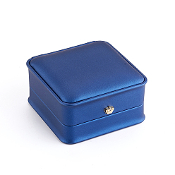 Bleu Coffrets cadeaux bracelet en cuir pu, avec couronne en fer plaqué or et velours à l'intérieur, pour le mariage, coffret de rangement de bijoux, bleu, 9.6x9.6x5.3 cm