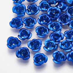 Royal Blue Aluminum Beads, 3-Petal Flower, Royal Blue, 7x4mm, Hole: 0.8mm, about 950pcs/bag