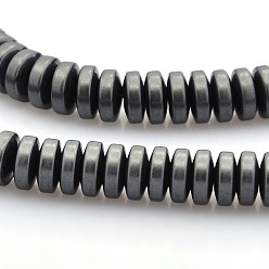 Noir Perles rondelles synthétiques en hématite synthétique non magnétique mat de style mat, noir, 5x2mm, Trou: 1mm, Environ 94 pcs/chapelet, 8 pouce