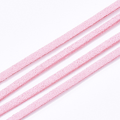 Бледно-Розовый Шнуры из искусственной замши, искусственная замшевая кружева, розовый жемчуг, 2.5~2.8x1.5 мм, около 1.09 ярдов (1 м) / прядь