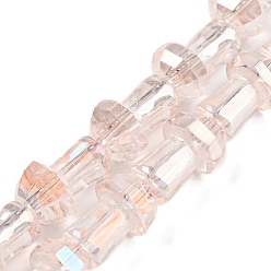 Melocotón de Soplo Abalorios de vidrio electrochapa, color de ab chapado, facetados, seta, peachpuff, 12x8 mm, agujero: 1 mm, sobre 50 unidades / cadena, 22.83'' (58 cm)
