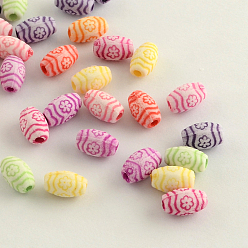 Mixed Color Craft Style Acrylic Beads, Barrel, Mixed Color, 6x10mm, Hole: 2mm, about 2000pcs/500g