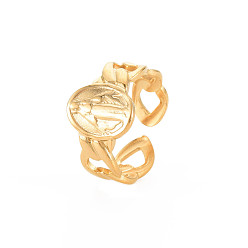 Настоящее золото 18K Ионное покрытие (ip) 304 плоская круглая нержавеющая сталь с открытым манжетным кольцом для женщин, без никеля , реальный 18 k позолоченный, размер США 8 1/2 (18.5 мм)