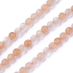 Pierre De Soleil Sunstone naturelle perles brins, facette, ronde, 2mm, Trou: 0.5mm, Environ 180~200 pcs/chapelet, 14.5~16.1 pouce (37~41 cm)