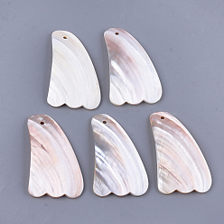 Seashell Color Freshwater Shell Gua Sha Boards, Scraping Massage Tools, Gua Sha Facial Tools, Seashell Color, 101~102x55~56x5~6mm, Hole: 4mm