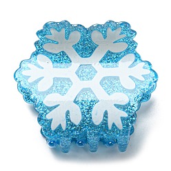 Snowflake Christmas Theme Glitter Acrylic Claw Hair Clips, with Iron Findings, Hair Accessorise for Girls, Snowflake, 40x51x34mm