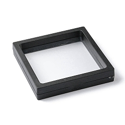 Black Square Transparent PE Thin Film Suspension Jewelry Display Box, Floating Frame Displays for Ring Necklace Bracelet Earring Storage, Black, 11x11x2cm, Inner Diameter: 9.4x9.4cm