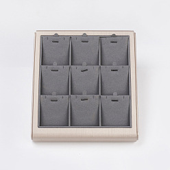 Gray PU Leather Jewelry Set Displays, with Board, Rectangle, Gray, 25x22x5cm