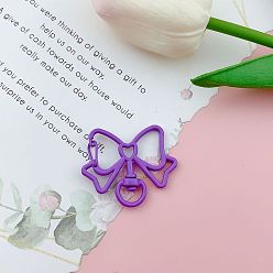 Violet Foncé Fermoirs de porte-clés pivotants en alliage peint avec nœud papillon, conclusions de fermoir porte-clés, violet foncé, 39x33mm