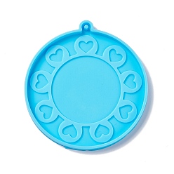 Heart Valentine's Day Silicone Pendant Molds, Resin Casting Molds, for Keychain Clasps Craft Making, Heart Pattern, 89x83x6mm, Hole: 2.5mm, Inner Diameter: 80x87mm