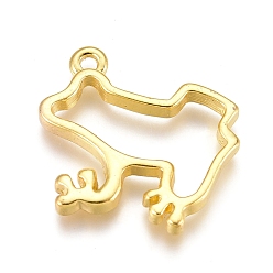 Golden Alloy Open Back Bezel Pendants, For DIY UV Resin, Epoxy Resin, Pressed Flower Jewelry, Frog, Golden, 21x21.5x2.5mm, Hole: 1.5mm