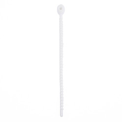 Blanc Serre-câbles en silicone, attaches autobloquantes, attaches zippées réutilisables, blanc, 214x13.5x12mm, Trou: 3mm