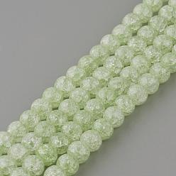 Green Yellow Synthetic Crackle Quartz Beads Strands, Round, Dyed, Green Yellow, 6mm, Hole: 1mm, about 66pcs/strand, 15.7 inch
