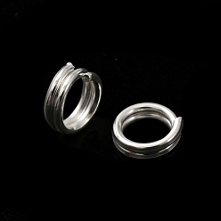 Посеребрённый Латунные разрезные кольца, без свинца и без кадмия, кольца с двойной петлей, 925 серебро покрытием, 21 датчик, 5x2 мм, внутренний диаметр: 3.5 мм