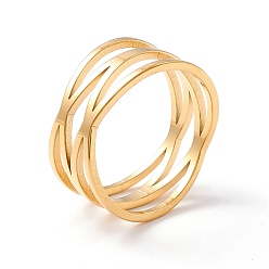 Золотой Крест-накрест 304 кольцо из нержавеющей стали для женщин, золотые, внутренний диаметр: американский размер 6 1/2 (16.9 мм)