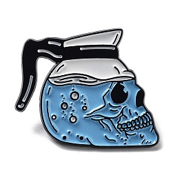 Drink Halloween Skull Enamel Pins, Black Alloy Brooch for Backpack Clothes, Water, Drink, 25x30x1mm