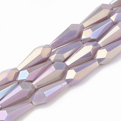 Plum Electroplate Opaque Solid Color Glass Beads Strands, Faceted, Vase, Plum, 14x6x6mm, Hole: 1.2mm, about 50pcs/strand, 27.1 inch