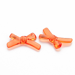 Coral Transparent Acrylic Beads, Bowknot, Coral, 20x34x5.5mm, Hole: 1.8mm, about 435pcs/500g