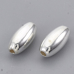 Silver CCB Plastic Beads, Oval, Silver Color Plated, 8x4mm, Hole: 1mm, about 7750pcs/500g