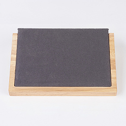 Gris Collier bois affiche, avec faux suède, présentoir à longue chaîne, rectangle, grises , 20.5x14.5x4.5 cm